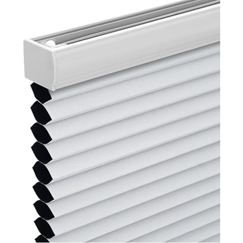 Changshade Cordless Cellular Shades, Blackout Honeycomb Shades for Windows, Pull Down Pleated Blinds, Easy to Install for Indoor Windows and French Doors,20" W x 48" H, White