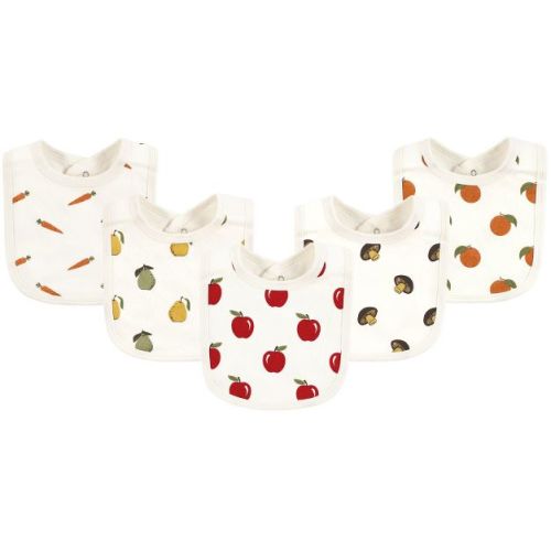 Touched By Nature Unisex Baby Organic Cotton Bibs, Fruits And Veggies, One Size