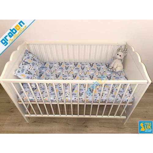 100% Cotton Poplin Fitted Sheet & Pillowcase Set For Cot Bed 70cm X 140cm