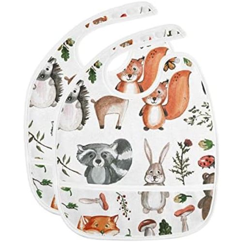 MCHIVER Baby Bibs for Baby Boy Girl Waterproof Feeding Bib Apron Cotton Food Eating Bib 2 Packs
