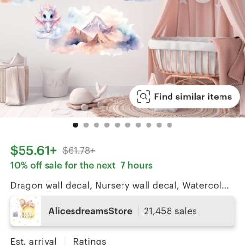 Dragon wall decal, Nursery wall decal, Watercolor animals wall sticker, Fairy wall decal