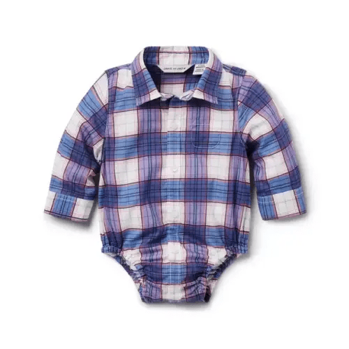 Newborn Merchant Marine Plaid Baby Madras Plaid Bodysuit by Janie and Jack