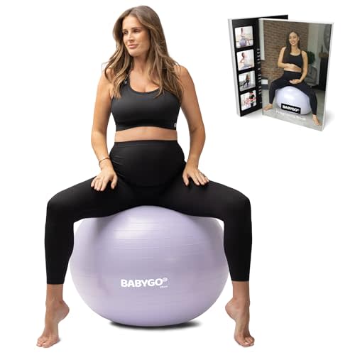 BABYGO Birthing Ball - Pregnancy Yoga Labor & Exercise Ball & Book Set Trimester Targeting, Maternity Physio, Birth & Recovery Plan Included Anti Burst Eco Friendly