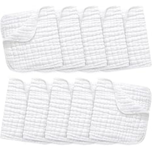 10 Pack Muslin Burp Cloths 100% Cotton