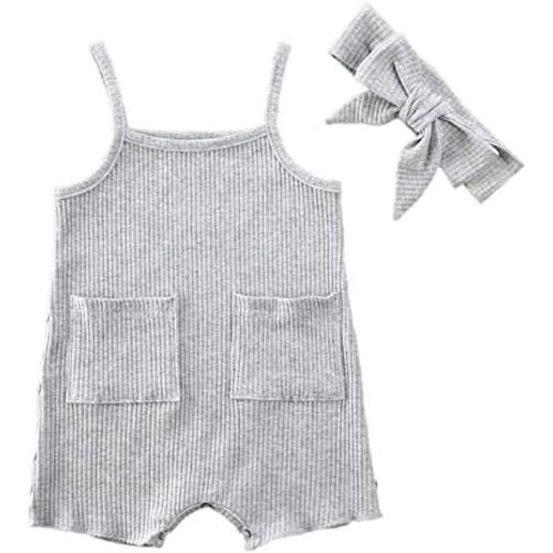 Baby Girl Boy Romper Bodysuit Solid Plain One Piece Jumpsuits Sleeveless One Piece Baby Clothes Outfits Summer