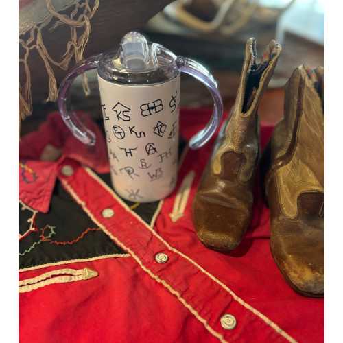 Cowkid Western Cattle Brands Cup Sippy or Straw With Lid Adjustable Cowboy Cowgirl
