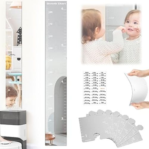 Growth Chart Mirror for Wall - Growth Chart for Kids with Stickers, Mirror Growth Chart for Wall - Acrylic Mirror Material, Not Easy to Break, Nursery Wall Growth Chart Mirror for Kids (1)