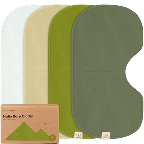 KeaBabies 4-Pack Baby Burp Cloths Baby Girl, Boy - Organic Cotton Burp Cloth, Extra Large, Absorbent, Soft Burping Cloths & Bibs Set for Babies, Newborn Burp Clothes, Thick Burp Rags (Palms)