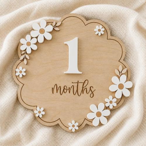 Baby Milestone | Boho Baby Milestone | Wooden daisy Flower Milestone Disc | Monthly Baby Milestone Marker | Baby Growth | Baby Photo Prop