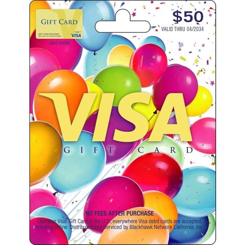 Visa Physical Gift Card $50 (plus $4.95 Purchase Fee)
