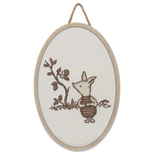 Disney Piglet Hanging Wood Wall Art with Embroidered Look and Farmhouse Style