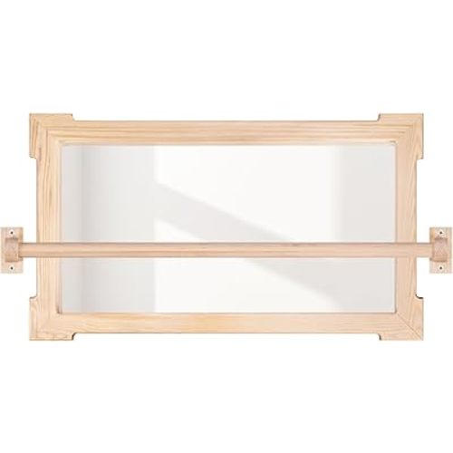 GTian Montessori Pull Up Bar for Infants Montessori Mirror Baby Wall, Baby Pull Up Bar, Montessori 3-in-1 Shatterproof Mirror, Wooden Pull Up Bar, Toddler Pull Up Bar