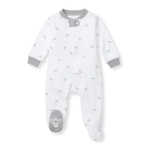 Burt's Bees Baby Boys' Sleep & Play PJs, 100% Organic Cotton One-Piece Zip Front Jumpsuit, Baby Boys Footie Pajamas & PJs