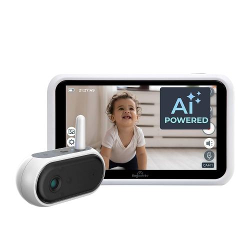 Tiny Traveler Ai Smart Wireless Baby Car Monitor - AI-Powered Safety Alerts: Cry/Laugh/Stand Detection, Virtual Fence, Long Range 1000ft Night Vision Lullabies Night Light