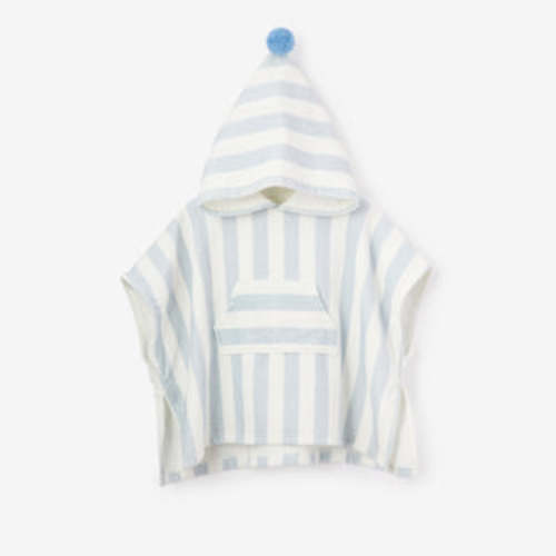 Blue Stripe Hooded Terry Poncho – Elegant Baby