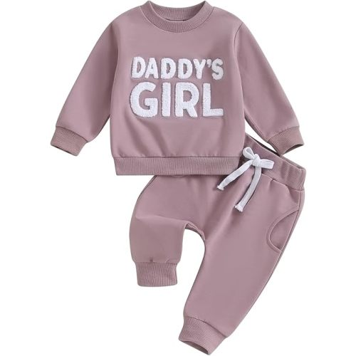 Toddler Baby Girl Clothes Long Sleeve Letter Print Sweatshirt and Stretch Jogger Pants Newborn Fall Winter Outfit