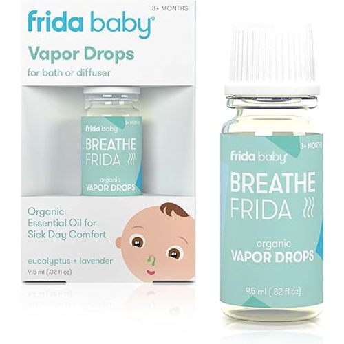 Frida Baby Breathefrida Vapor Bath Drops, Baby Congestion Relief with Eucalyptus Essential Oil for Humidifier, Aromatherapy Oil Help Baby Breathe Easy