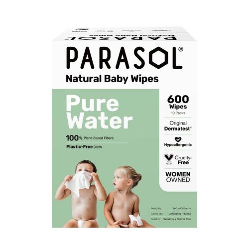 Parasol 99% Pure Water Baby Wipes for Sensitive Skin - 10 Packs - 600ct: Pop-Up Dispenser, Hypoallergenic, Alcohol-Free