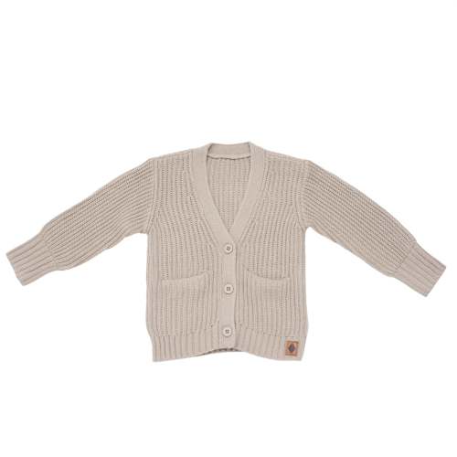 Chunky Knit Oversized Cardigan in Almond 0-6M