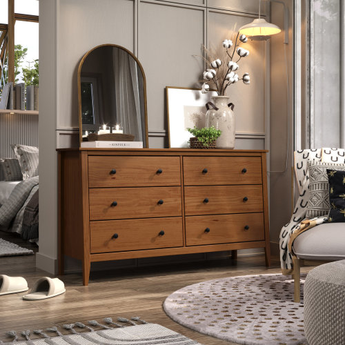 Orren Ellis Solid Wood 6 Drawer Dresser - White & Reviews | Wayfair