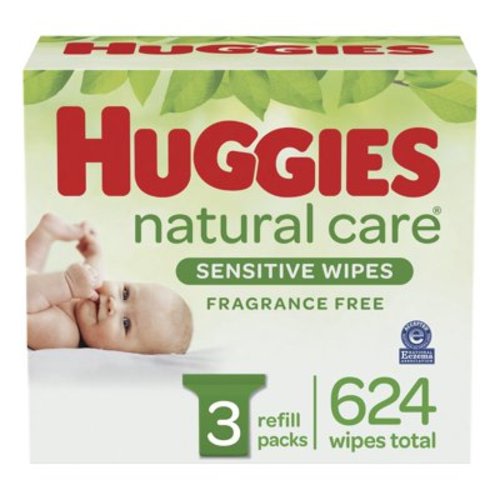Huggies Natural Care Sensitive Baby Wipes, Unscented, 3 Refill Packs (624 Wipes Total)