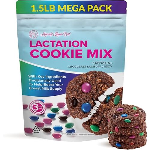 Lactation Cookies Mix - Breastfeeding Cookie Supplement Support for Breast Milk Supply Increase with Flax Seed and Brewers Yeast (Rainbow Candy, 1.5 lb Value Size)