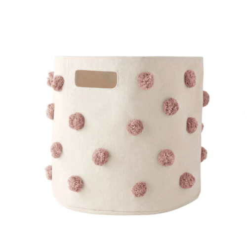 Pom Pom Basket Bin- Rose Pink