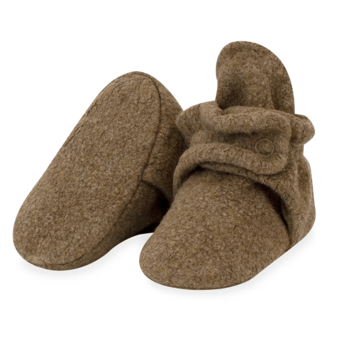 Cozie Fleece Gripper Baby Bootie - Heather Mocha – Zutano
