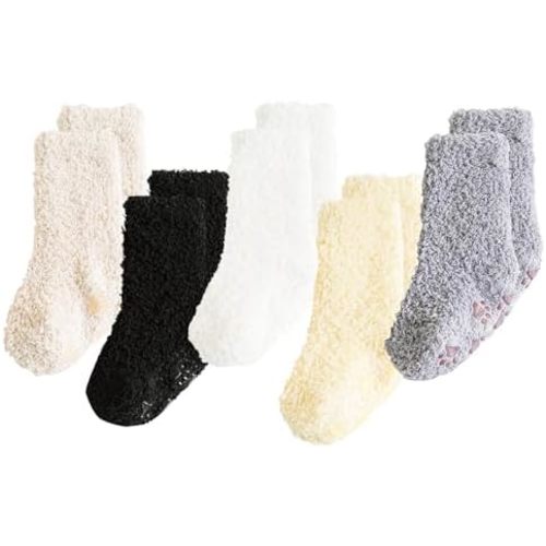 Baby Socks Winter Warm Non Slip Toddler Socks Unisex Soft 5 Pair for Kids Girls 0-5T