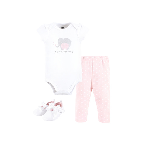 Hudson Baby Short Sleeve Bodysuit And Pant Set with Shoes, 0-18 Months