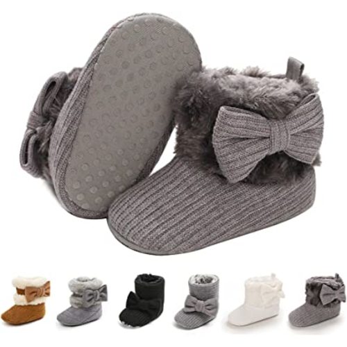 E-FAK Baby Boy Girl Boots Newborn Shoes Winter Snow Bowknot Anti-Slip Soft Sole Warm Infant Toddler Prewalker Booties