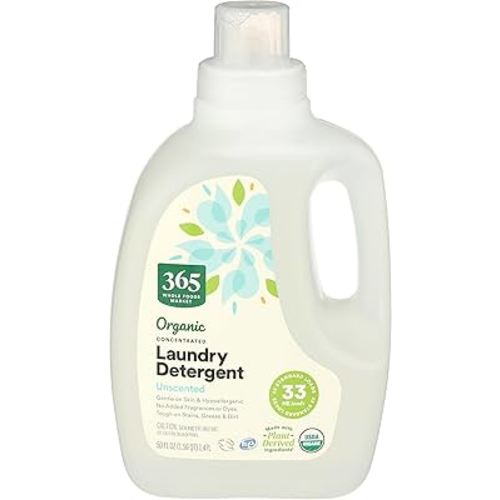 365 by Whole Foods Market, Organic Concentrated Laundry Detergent, Unscented, 33 HE Loads, 50 Fl Oz