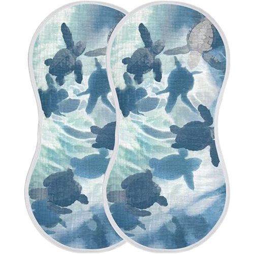 Sea Turtle Olive Ridley Turtles Muslin Burp Cloths for Baby 2 Pack 100% Cotton Baby Washcloths Bibs for Boy Girl