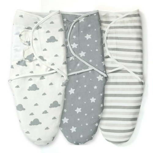 IR Imperial Rooms 3 Piece Newborn Baby Swaddle Wrap Blanket Sleep Sack 0-3 Months for Grey Unisex