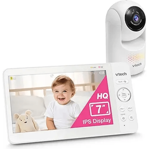 VTech 7" Baby Monitor with IPS Screen, Pan Tilt Zoom Camera, No WiFi Video Baby Monitor with Camera and Audio, Multi-Color Night Light, 2-Way Talk, Lullabies, Advanced HQ Max