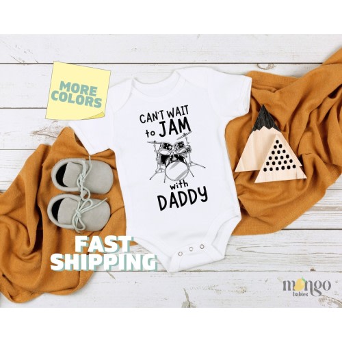 Can't Wait to Jam with Daddy Baby Onesie® Cute Baby Shower Gift Rock Band Member Baby Clothes Music Baby Onesie Future Rockstar Musician 451