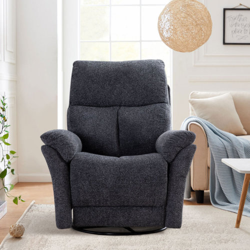 Hawn 33.5'' Wide Modern and Super Soft Swivel and Rocker Manual Recliner Chair