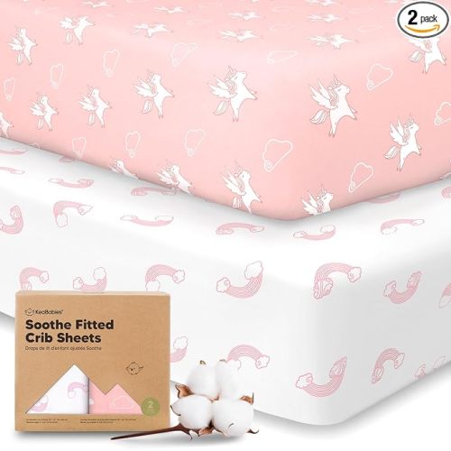 KeaBabies 2-Pack Organic Cotton Crib Sheets for Boys, Girls - 52x28 Fitted Crib Mattress Sheet Neutral, Breathable Cover for Baby Bed Set, Toddler Mattress, Soft & Cute Prints (Dreamland)