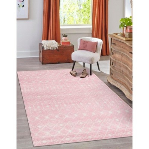 Unique Loom 6' 0 x 9' 0  Alaoui Geometric Trellis Pink  Area Rug