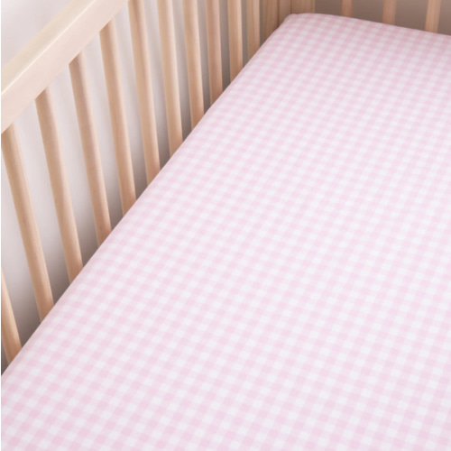 Luxe Premium Cotton Pink Gingham Crib Sheet