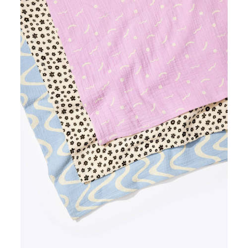 Printed Organic Cotton Muslin Burp Cloth Set GOTS Certified
