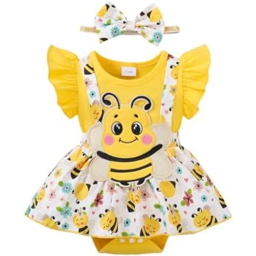 AMAWMW Newborn Baby Girl Clothes Ruffle Sleeveless Romper Floral Dress Bodysuit Infant Girls Summer Outfits with Headband