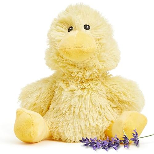 warmies Junior Microwavable & Weighted Stuffed Animals, Duck - Heated Stuffed Animal Plushie for Warmth & Comfort - Cute Soft Plush Toys for Adults & Children (Boys, Girls, Babies & Toddlers)