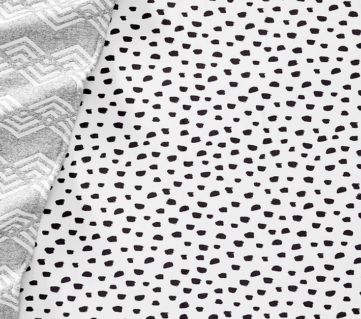 Pottery Barn Kids Brushstroke Dot Organic Crib Fitted Sheet - Black