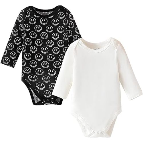 DEFAHN 2PCS Visocse from Bamboo Baby Rompers Unisex Onsies Solid Short Sleeve Baby Bodysuit 0-24 Months