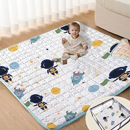 Baby Play Mats for Floor, 50x50 Playpen Mat Thick Soft Crawling Mat Non-Slip Cushioned Playmats for Baby Toddlers Infants Activity & Tummy Time, Foldable & Machine Washable Playmat (Space,50x50)