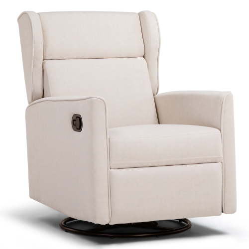 COMHOMA Swivel Rocker Recliner Chair, Fabric Lether Single Sofa Seat for Living Room, Beige