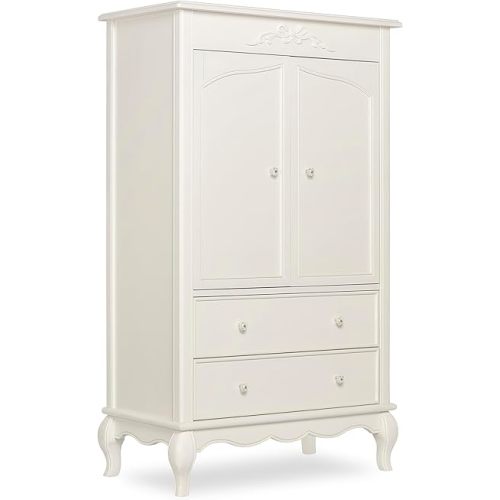 Evolur Aurora Armoire, 40x20.25x68 Inch (Pack of 1), Ivory Lace