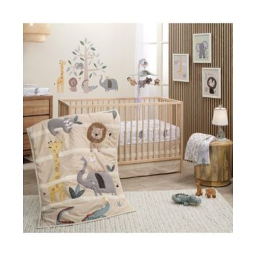 Jungle Story 3-Piece Infant Safari Tan Baby Crib Bedding Set