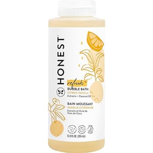 The Honest Company Foaming Bubble Bath | Gentle for Baby | Naturally Derived, Tear-free, Hypoallergenic | Citrus Vanilla Refresh, 12 fl oz